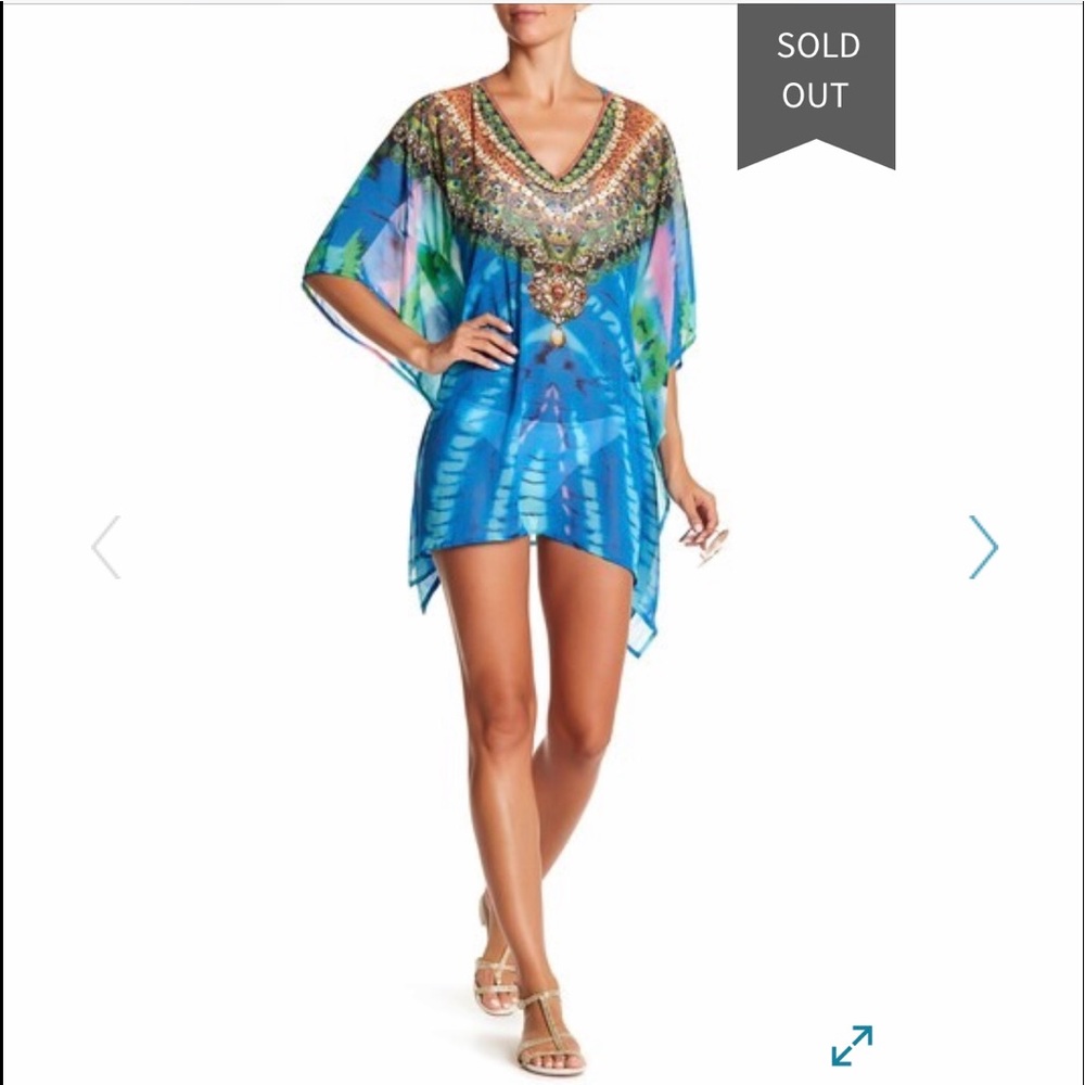 NWT La Moda Sheer Embellished Cover-Up Caftan